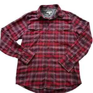 Sun + Stone burgundy plaid flannel size Medium, long sleeve shirt